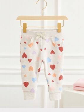 Garanimals Cream Sweatpants with Multicolor Heart Print